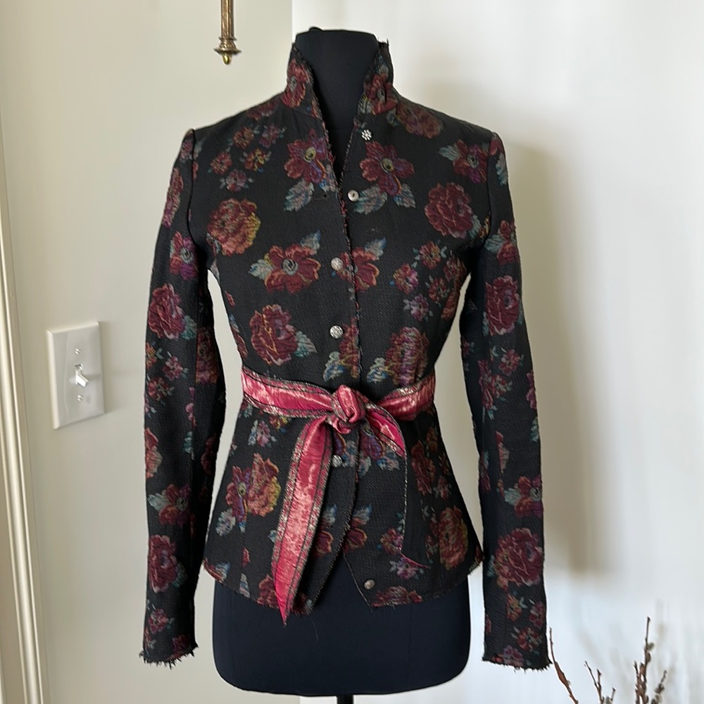 Vintage Nicole Miller Brocade Jacquard Floral Blazer